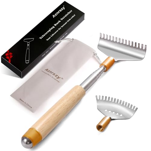 Back Scratcher with 2Pcs Detachable Claws & Massage Roller - color: Natural Wood-2pcs