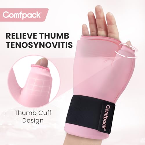 Comfpack Hand Ice Pack Glove for Arthritis Pain Relief, Wrist Ice Pack Wrap for Carpal Tunnel, Reusable Gel Cooling Glove for Tenosynovitis, Swelling, Surgery, Tendonitis - style: Pink