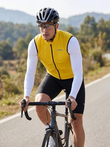 qualidyne Men's Windproof Cycling Vest, Full-Zip Sleeveless Bike Gilet - color: Earthy Yellow, size: Small