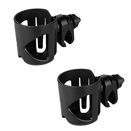 Accmor Stroller Cup Holder, Universal Cup Holder for Walker Wheelchair Bike Scooter, 360° Rotatable Stroller Cup Holder Attachment Walker Wheelchair Accessory - color: All Black & All Black
