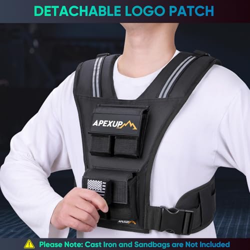 APEXUP Weighted Vest Men, Adjustable Weight Vest for Running - color: Black, size: Vest Only-20lbs