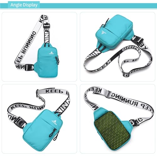 Peicees Mini Crossbody Sling Bag Chest Bag Dual Pocket Water Resistant Fanny Pack Running Phone Holder for Men Women Workout Travel, Lake Blue - color: Lake Blue
