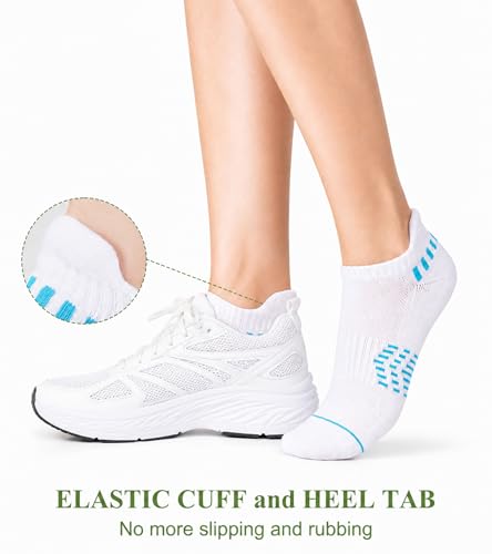 floconssy Ankle Socks for Women, Bamboo Viscose Cushioned Running Socks - color: 5 Pairs White, size: 9-11
