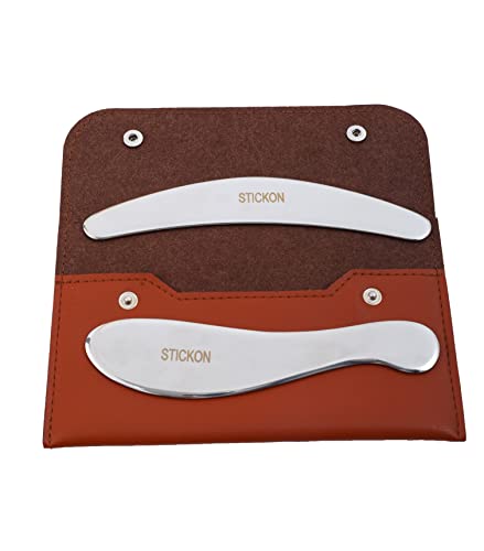 STICKON Stainless Steel Gua Sha 2 in 1 Scraping Massage Tools Scar Tissue Tool, Physical Therapy Tools IASTM Tools Soft Tissue Massage Tool, Guasha Tool for Body (STICKON-35) - style: Pitao02 Shape