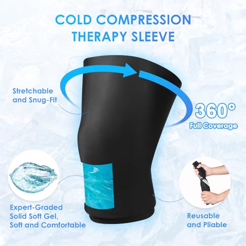 ComfiTECH Reusable Knee Ice Pack Wrap, Flexible Cold Gel Sleeve, L, 2 Pack - size: Large