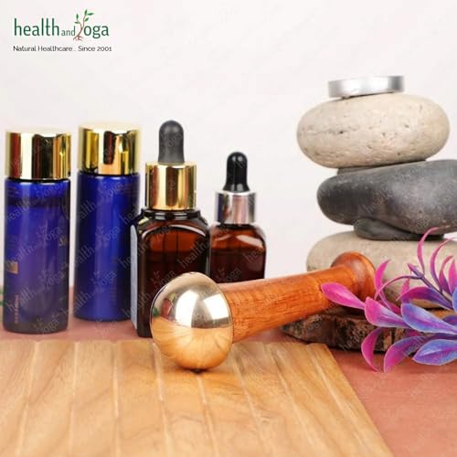 SoulGenie HealthAndYoga™ BronzLift Kansa Face Massager and Kumkumadi Face Oil Trial Vial - Kansa Wand Ayurveda Benefits of Bronze - Skin Lustre (Single Dome)