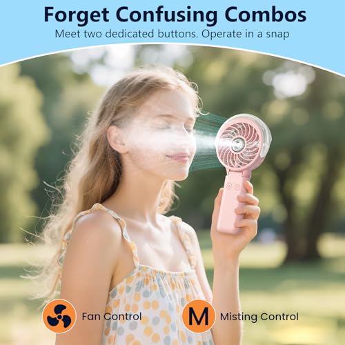 HandFan 5200mAh Upgraded Handheld Misting Fan, Personal Mister Fan, Spray Water Mist Fans USB Rechargeable, Electric Mini Cooling Ice AC Fans for Summer Beach Travel Gifts for Women(Pink) - color: Pink