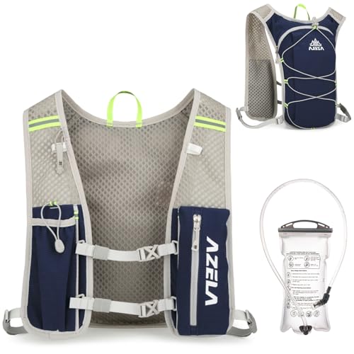 Azarxis Running Water Bottles Flask BPA Free Leakproof Hydration Vest Packs Waist Belt Replacement for Triathlon Marathon Hiking Cycling Climbing Runner - color: #2 Dark Blue (7L) + 1.5L White Water Bladder