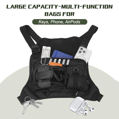 Chest Rig Running Vest for Men - Lightweight & Comfortable Tactical Vest with Quick Access Holster Gift, Water-Resistant & Breathable Design for Running, Hiking, and Outdoor Activities