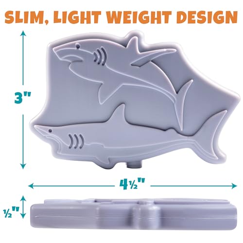Kids Hard Ice Packs (3 PK) Slim Lightweight Reusable Cooler Freezer Packs- Long-Lasting Chillers Keep Food Fresh for Hours- Durable Leak-Proof Design for Boys Girls Back To School- BPA Free, Food Safe - color: Shark