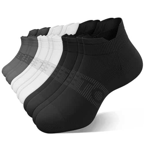 6 Pairs Ankle Compression Socks Women Men 15-20 mmHg Low Cut Athletic Running Arch Support for Travel Nurses Flight - color: White+black+grey