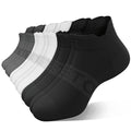 6 Pairs Ankle Compression Socks Women Men 15-20 mmHg Low Cut Athletic Running Arch Support for Travel Nurses Flight - color: White+black+grey