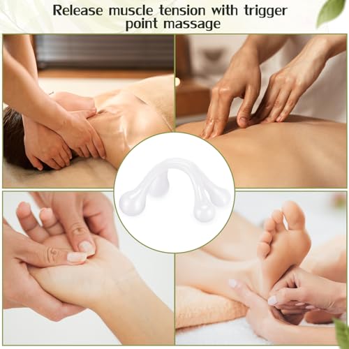 Liliful 9Pcs Palm Massage Tool Handheld 4 Point Deep Tissue Massager, White - color: White