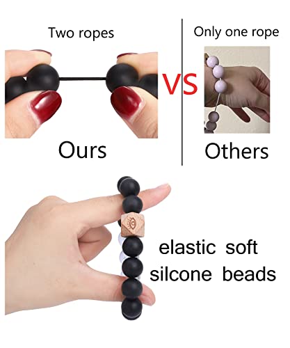 BVGA Wristlet Keychain Bracelet Wallet, Silicone Bead keyring Bangle for Women - color: A:black-white