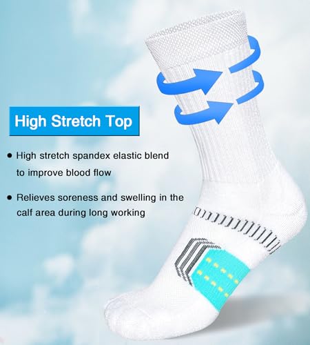 Suaskk Womens Cushioned Breathable Athletic Running Crew Socks 5 Pairs - color: White 5 Pairs, size: 9-11