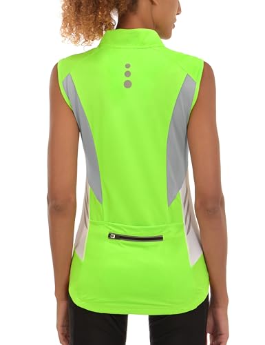 Little Donkey Andy Women's Half Zip Breathable Cycling Vests Reflective Sleeveless Jerseys Shirts Golf 4 Rear Pockets - color: Upgraded Fluorescent Yellow, size: Large