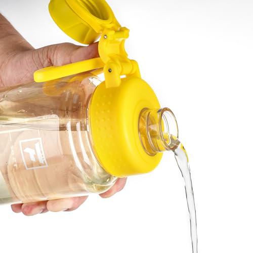 Fanhaw 32oz Clear Plastic Water Bottle with Fast-Flow Lid, Imperial Yellow - color: Imperial Yellow