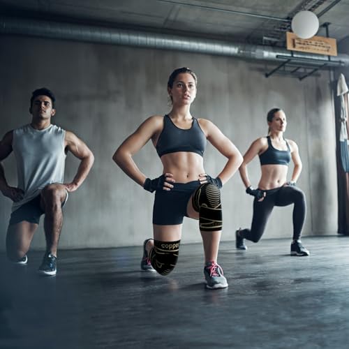 Copper Knee Support Braces with Straps for Men & Women (2 Pack, Small) - size: Small