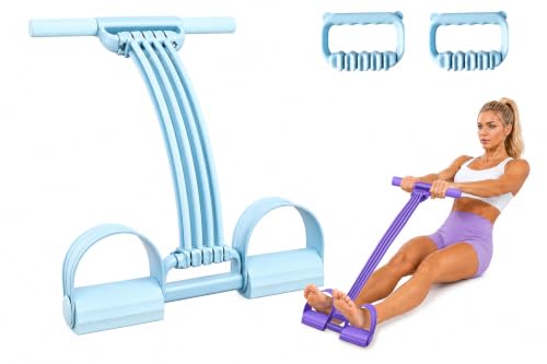 8-Tube Pedal Resistance Band, Elastic Sit Up Pull Rope for Home Gym - color: Blue