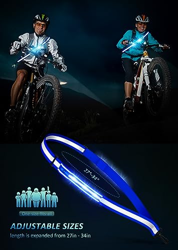 Ylzzrs LED Reflective Belt Sash Walking Gear,Safety Lights for Walkers at Night,High Visibility Safety Rechargeable Reflective Running Gear for Men Women Kids Night Dog Walking Gear - color: Blue