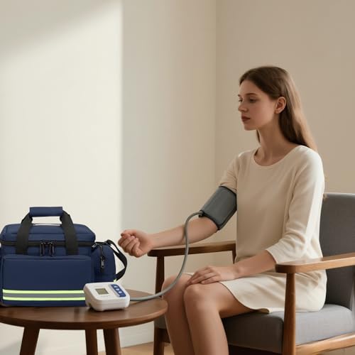 Medical Bag Empty Emergency Bag Medical Bag Organizer Professional First Responder Trauma Bag，First Aid Bag with Detachable Dividers for Nurses,Home Health Care, EMT(Bag Only) - color: Blue