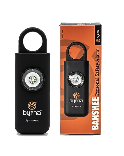 Byrna Banshee Personal Safety Alarm - 130 dB Loud Military Grade Self Defense Emergency Keychain Siren Device with LED Strobe Alert Light for Women, Men, Children, Elderly, Hikers and Runners (Black) - color: Black