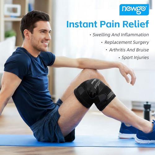 NEWGO Knee Ice Pack Wrap, 360° Full Wrap Cold Compression Sleeve, Black - color: Regular Black 1-pack