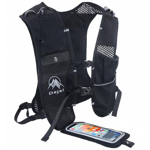 Running Vest for Women Men, Lightweight (194g/8 Bags) Hydration Backpack Phone Holder Vest for Hiking Trail Cycling Race Marathon Running Essentials - color: Black