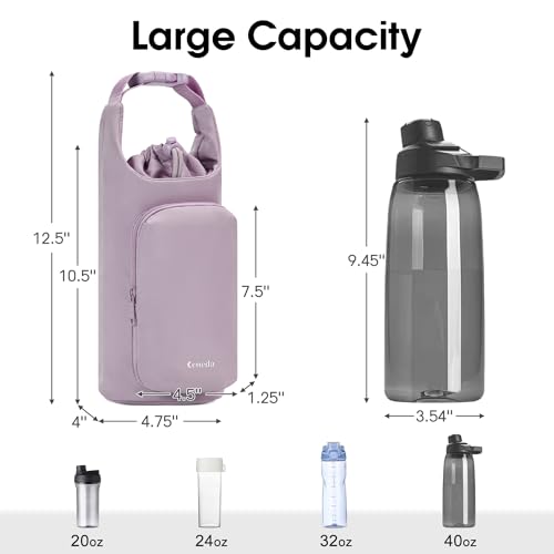 Ceneda Water Bottle Carrier Bag with Phone Pocket 32oz 40oz Tumbler Insulated Water Bottle Holder with Adjustable Shoulder Strap Carrier Sling Bag (Purple) - color: Purple