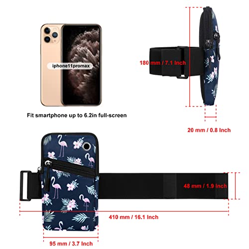 Cell Phone Armbands Pouch for Women Running Bag Compatible with Cellphone 6.28 Inches Full-Screen, Flamingo - color: Flamingo