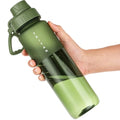 OLDLEY 32oz Water Bottle with Handle, BPA-Free Tritan Reusable Sports Water Bottle with Leak-Proof Dust Lid, Wide Mouth, Cup Holder Friendly, Half Frosted Clear Bottle for Gym,Travel,Work,Olive Green - color: Olive Green