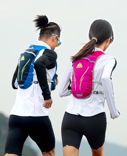 TRIWONDER Running Vest Hydration Pack Backpack for Men & Women, Lightweight Trail Marathon Run Race Vest for Cycling Jogging - color: 02 Rose Red - with 2 Water Bottles (250ml)