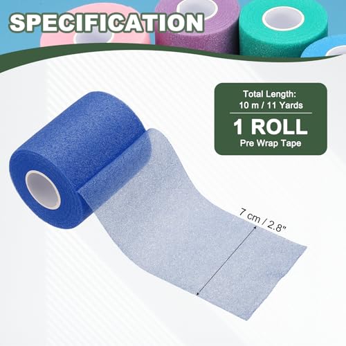 Pre Wrap Tape, Non-Slip Grip Cushion Wrap Prewrap Athletic Tape Fitting for (Tennis- Badminton - Pickleball - Sports) - color: Dark Blue