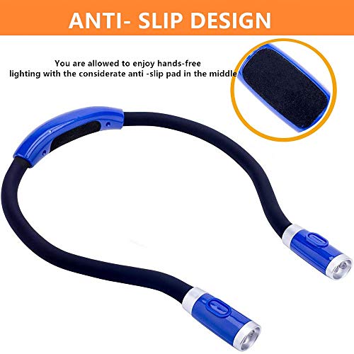 LED Neck Book Light, Reading Light, Rechargeable, Hands Free, 4 Super Bright LED Bulbs, 3 Adjustable Brightness, Best for Reading in Bed, Knitting, Walking, Jogging, Mending