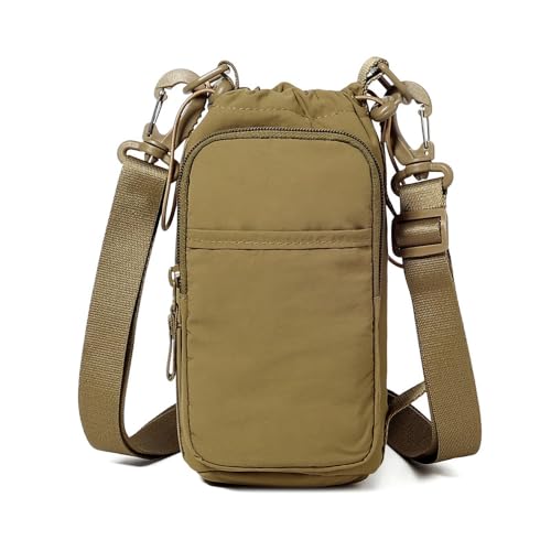 Water Bottle Holder with Strap, Crossbody Sling Bag for Walking Hiking - color: Olive Green