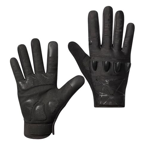 Rechargeable 4 LED Flashlight Full Finger Cycling Gloves for Men,Size XL - color: Black, size: Xlarge