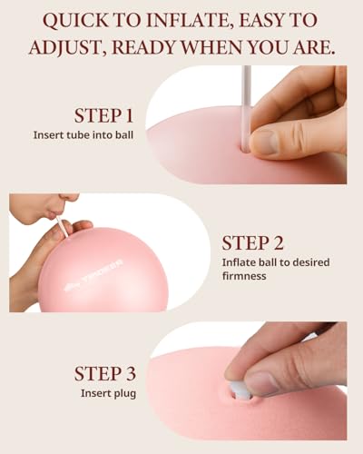 Trideer 9 Inch Pilates Ball with Inflation Straw, Small Exercise Yoga Ball - color: Blush Pink