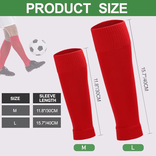 Ultrafun 3 Pairs Leg Sleeves Pre-cut Soccer Sleeves Compatible with Grip Socks Shin Guards Sleeves for Soccer Football - color: Red, size: Medium