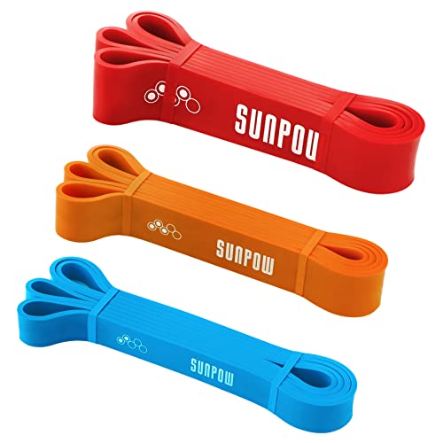 SUNPOW Pull Up Assistance Bands Set of 5 Resistance Heavy Duty Workout Exercise Stretch Fitness Bands Assist Set for Body, Instruction Guide and Carry Bag Included - color: Multicolor（15-135lbs）