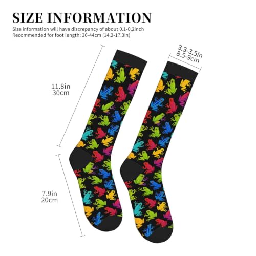 Tie Dye Compression Socks Knee High Support Socks For Women Men Running Athletic Hiking - color: Frogs