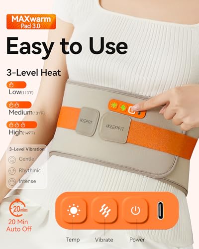 IKEEPFIT Portable Heating Pad for Back Pain Relief, FSA Eligible HSA Gift - color: Beige