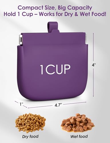 1 Cup Silicone Dog Training Treat Pouch(Purple) - color: Purple