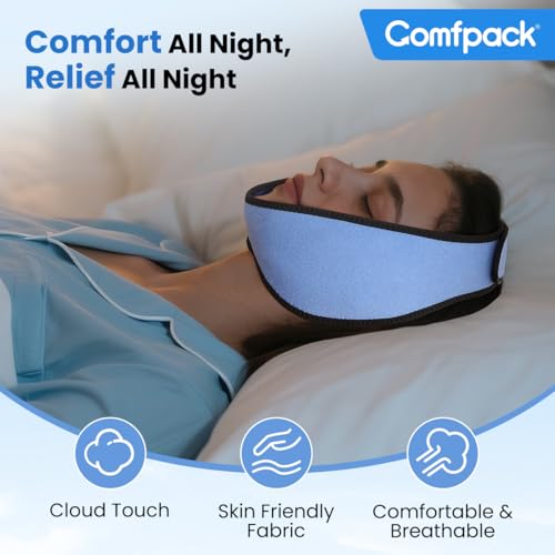 Comfpack Face Ice Pack Wrap for TMJ Relief with 4 Reusable Gel Packs - color: Blue