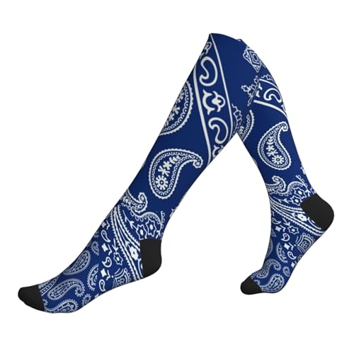 Compression Socks Women And Men For Nurses Travel Pregnancy Recovery Running Athletic - color: Blue Navy Bandanna Paisley