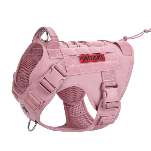 OneTigris Tactical Dog Harness No-Pull Service Vest for Small Dogs - color: Pink, size: XX-Small