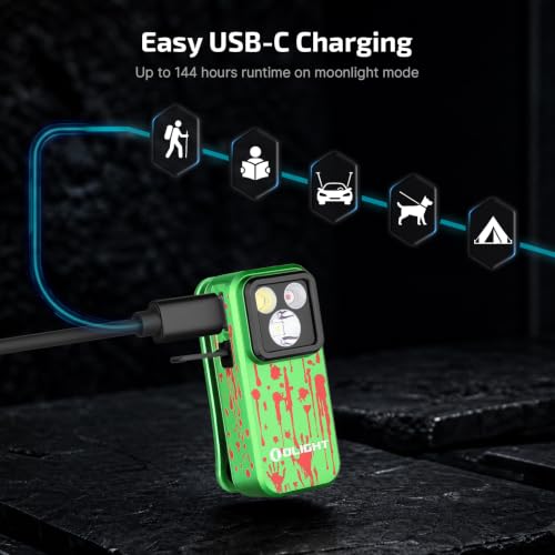 OLIGHT Oclip Pro Rechargeable EDC Clip-on Flashlight, Zombie Green - color: Zombie Green