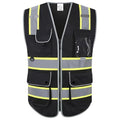XIAKE Reflective Safety Vest for Men & Women High Visibility Class 2 Vest with Pockets Meets ANSI Standards - color: Black Yellow Trim, size: XX-Large
