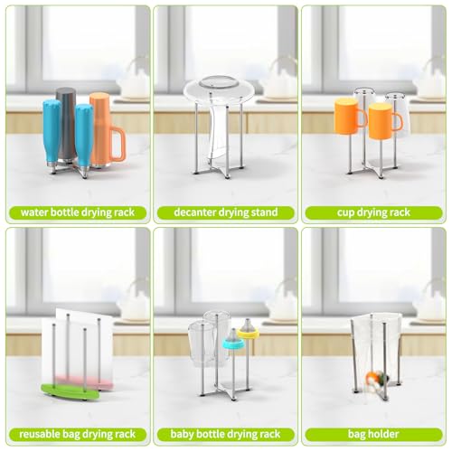 Plastic Bag & Bottle Drying Rack, Wine Decanter Drying Stand - size: Small