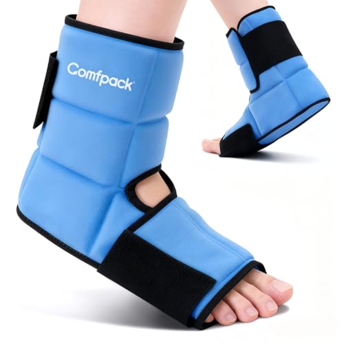 Comfpack Ankle Foot Ice Pack Wrap for Pain Relief with Segmented Design & Shin Splint Relief with Compression & Ice Pack for Injury Reusable Leg Ice Pack Wrap Around Calf