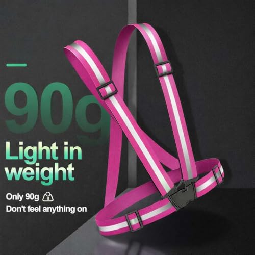 2 Packs Reflective Vest Running Gear, High Visibility Reflective Running Gear Adjustable Elastic Safety Vest for Night Jogging, Biking, Walking or Dog Walking, Running Vest for Men Women Children - color: green &Pink